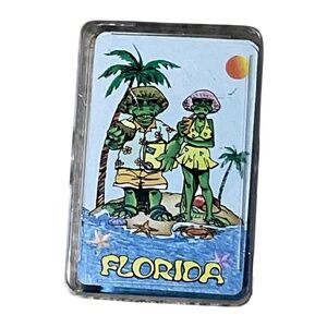 Vintage Souvenir Deck Playing Card Florida Gators on the Beach Acrylic Case